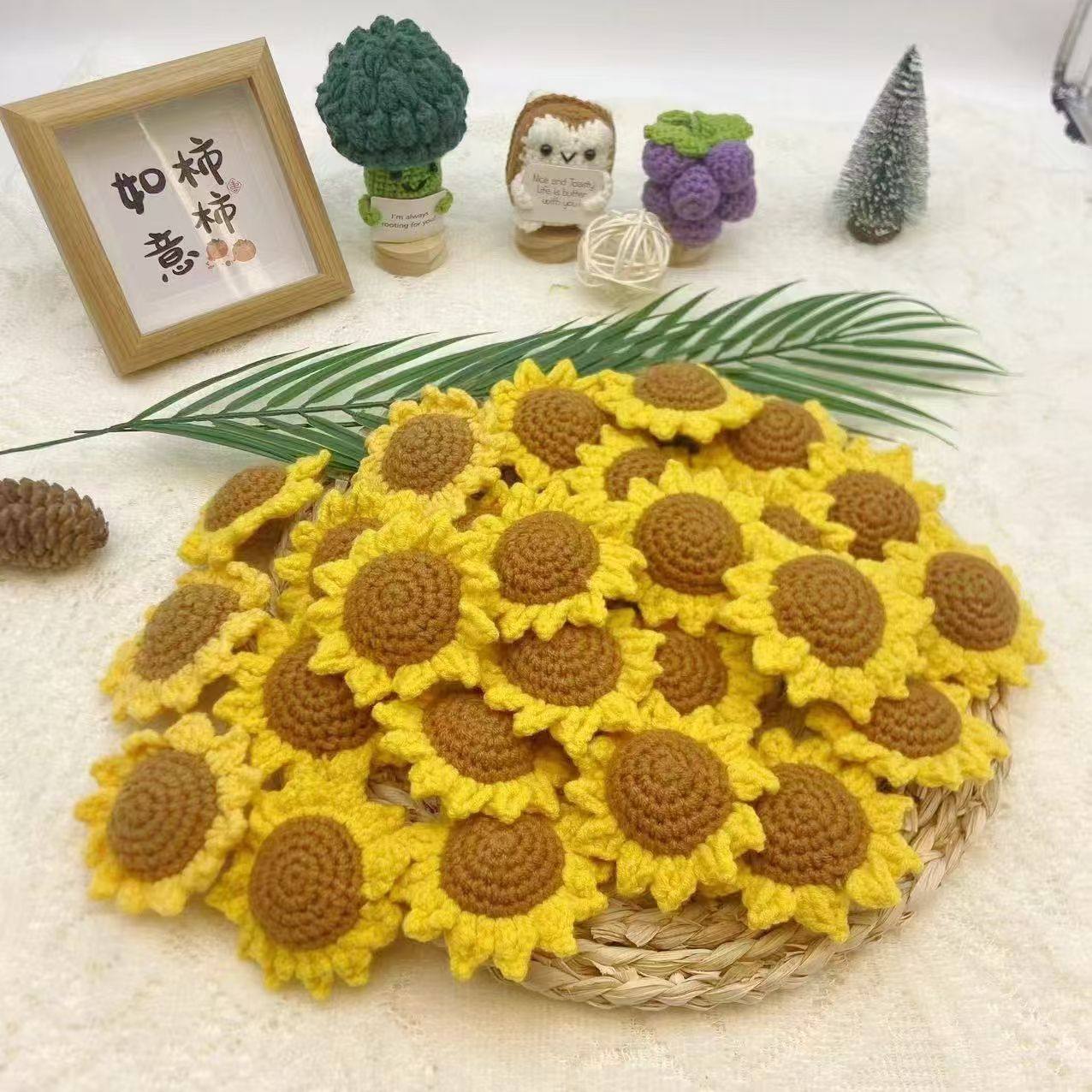 手工编织成品向日葵花头毛线钩织钥匙扣配件,服饰配件/皮带/帽子/围巾,DIY编织材料包,淘宝优惠券,粉丝福利购,淘宝优惠卷