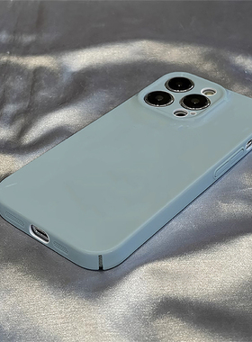 简约蓝灰色适用苹果17AIR手机壳14/15plus新iphone16promax全包SE3/2菲林XR/XS硬壳7/8保护套12/13mini高档11