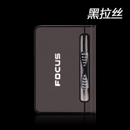 焦点创意自动弹烟烟盒带打火机一体多功能超薄金属男士香菸盒