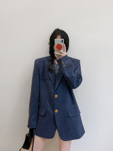 诺丁山秋叶高级感廓形小个子西装外套女新款宽松老爹西服韩版
