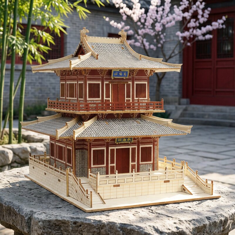 木制状元阁拼装模型家居摆件手工拼装木质DIY小屋中国风古建筑