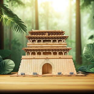 永定门城楼古建筑木质榫卯拼装模型益智高难度DIY手工制作礼物