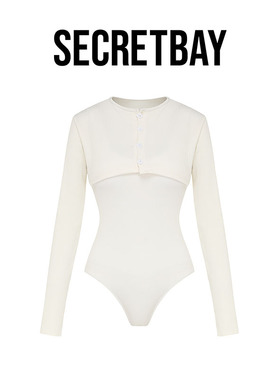 SECRETBAY Kokomo系列螺纹简约一体式泳衣披肩套装 SG82412