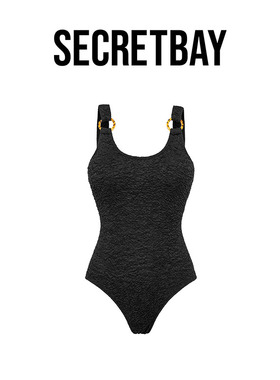 SECRETBAY Ha Long Bay系列泡泡纱玳瑁环扣连体式泳衣 SQ82401