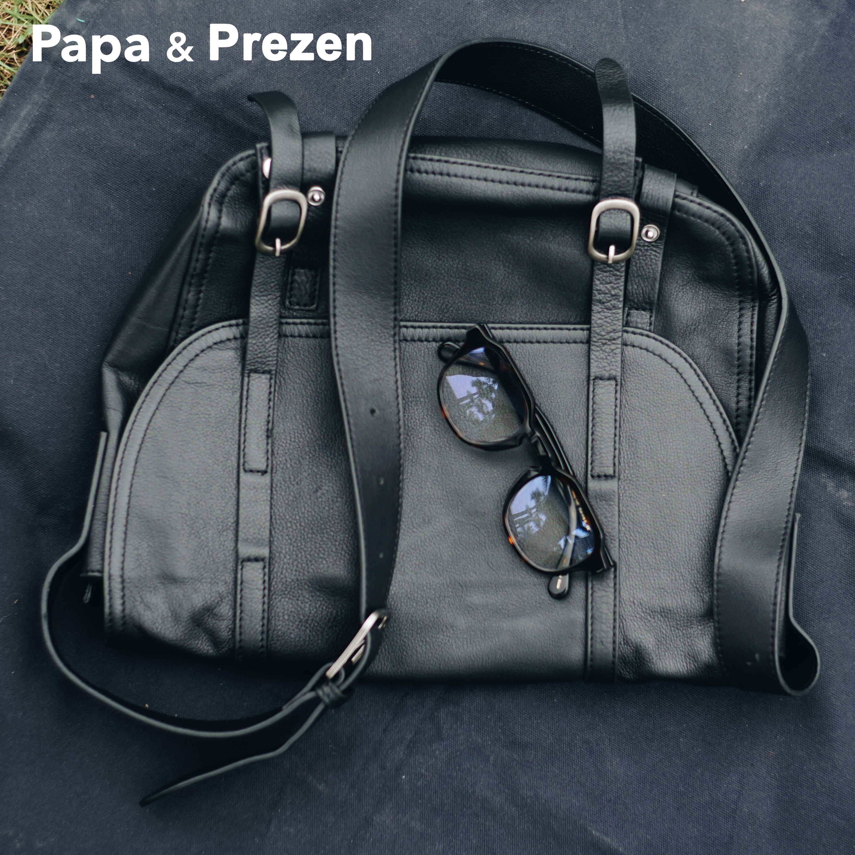 Papaprezen城市出行通勤真皮背包多用途百搭高端牛皮单肩包商务