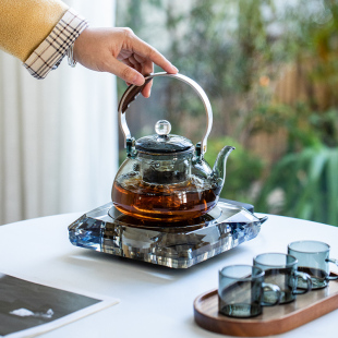 水晶电陶炉泡茶玻璃提梁壶高档煮茶炉煮茶器耐热蒸煮茶壶家用办公