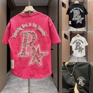 t恤男士 2025夏季 潮流风百搭纯棉短袖 燕尾上衣民族风印花时尚 新款