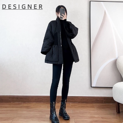 DESIGNER『时尚优雅』小个子显瘦外套女装冬季修身中长款羽绒服