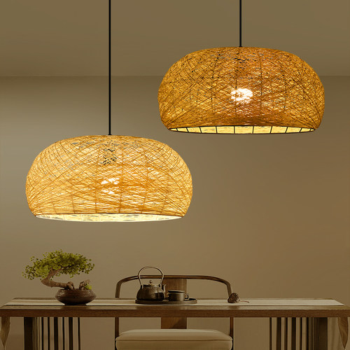 东南亚藤编灯藤艺吊灯餐厅客厅椭圆形创意麻球灯中式禅意茶室吊灯