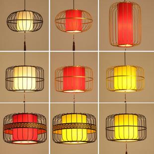 新中式吊灯复古餐饮餐厅饭店茶楼火锅店专用红灯笼铁艺吊灯带射灯