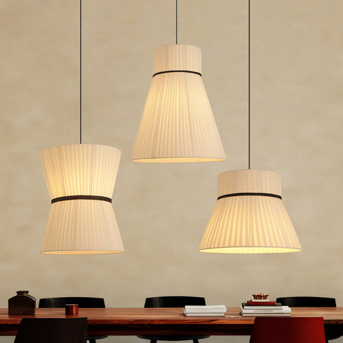 日式餐厅吊灯褶皱布艺灯罩创意个性民宿卧室茶室酒店饭店吧台布灯