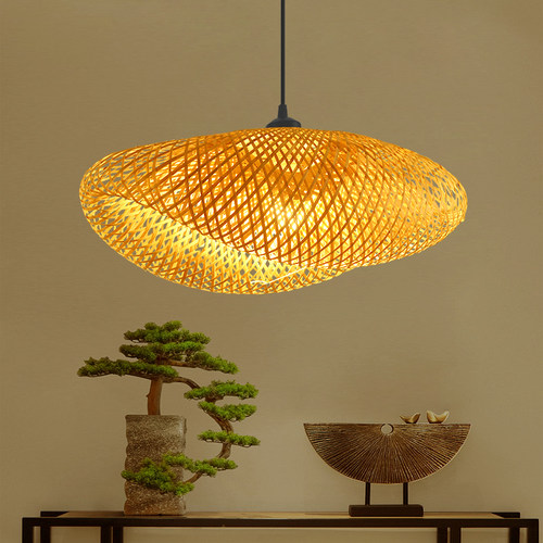 中山灯具 船型 竹艺吊灯 创意异形竹灯 民宿茶室餐厅灯 竹编 灯罩