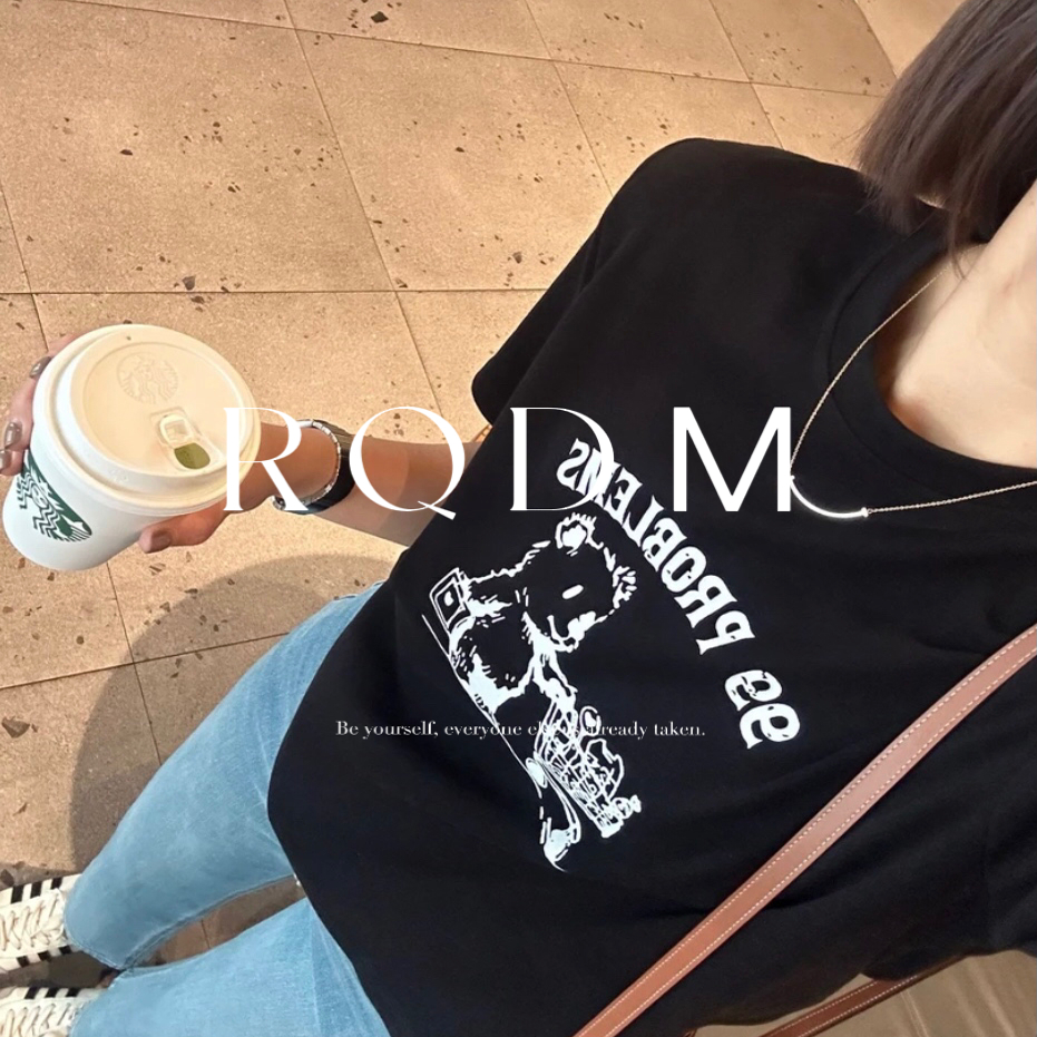 卡通印花简约百搭正肩短袖T恤女