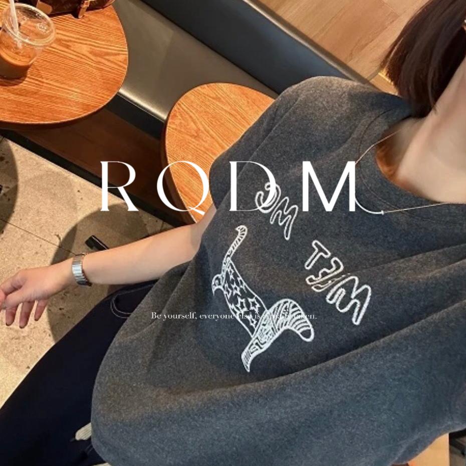 宽松显瘦磨毛圆领正肩短袖T恤女