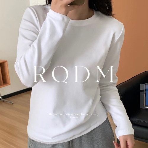 洋气宽松圆领正肩长袖打底衫T恤