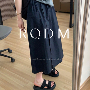 胖MM藏青色半身裙松紧高腰宽松百搭休闲裙裤 大码 新款 2026夏季 女装