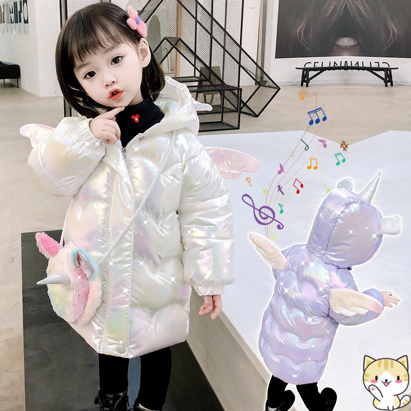 女童宝宝炫彩冬季棉衣加棉加厚2025儿童翅膀羽绒棉服保暖防寒