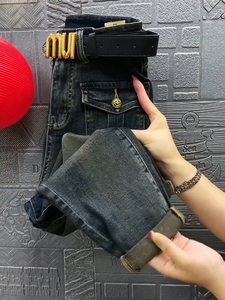 梨型身材裤子大码高腰弹力复古牛仔裤女秋胖mm宽松显瘦萝卜哈伦裤