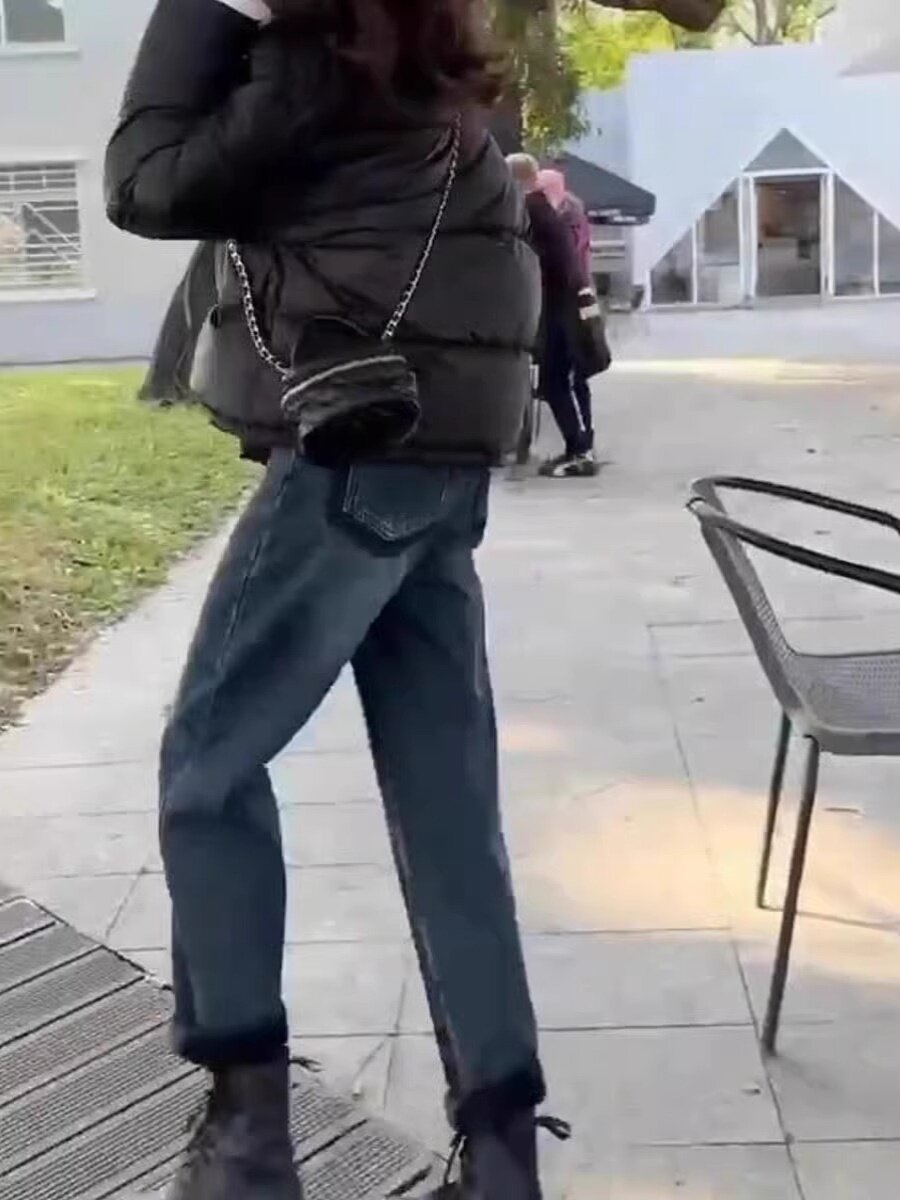 2024 신작 가을 겨울 대형 하이웨이스트 배색 플러스 벨벳 하렘 청바지 뚱뚱 MM 루즈 슬리밍 9부 당근 팬츠