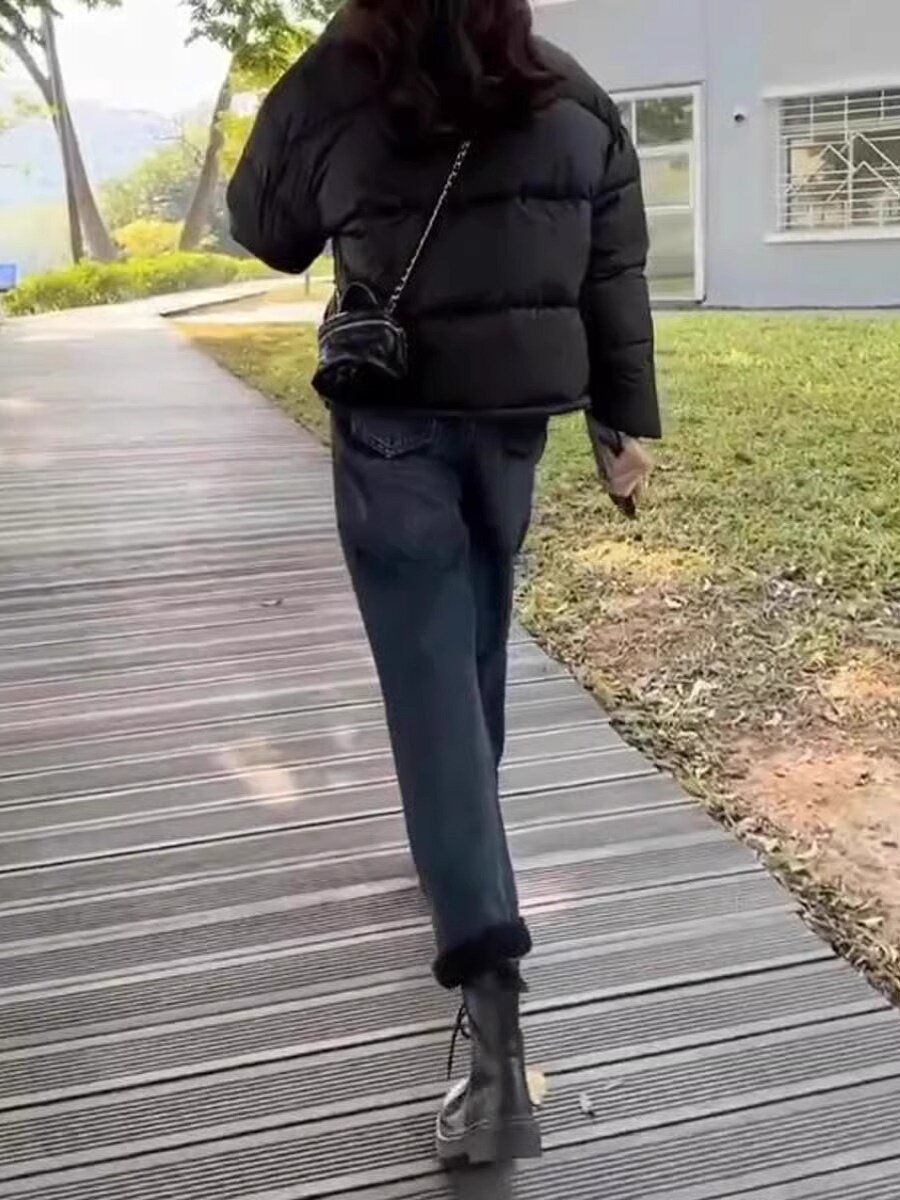 2024 신작 가을 겨울 대형 하이웨이스트 배색 플러스 벨벳 하렘 청바지 뚱뚱 MM 루즈 슬리밍 9부 당근 팬츠