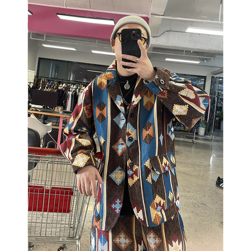 Medaigual民族风宽松西装夹克