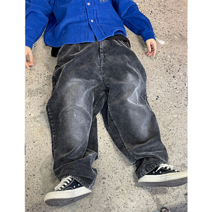 男街头滑板老爹裤 Medaigual 重水洗复古条纹宽松廓形灯芯绒休闲裤