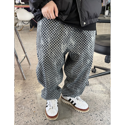 扎染波点牛仔裤弯刀裤宽松