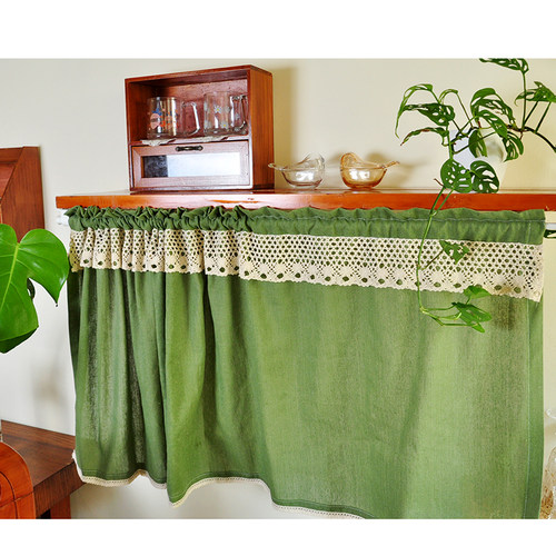 美式复古绿色乡村田园小窗帘遮光