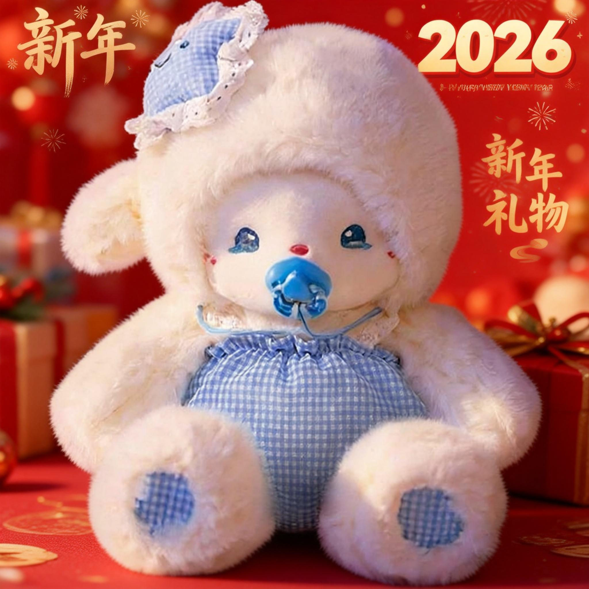 超可爱奶嘴磁吸小羊布娃娃毛绒玩具孩子床上睡觉抱枕新年礼物对象