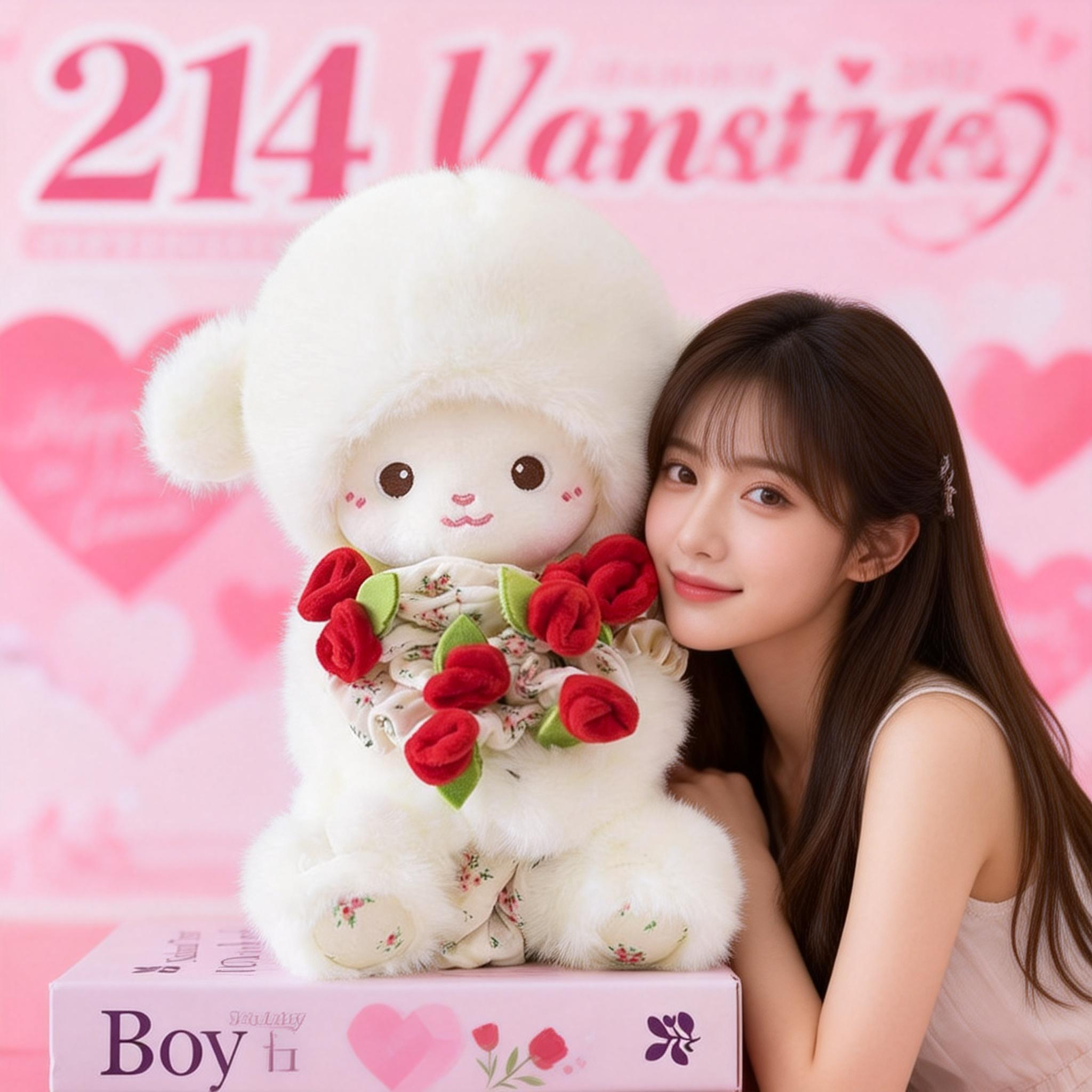 玫瑰花浪漫抱抱羊公仔玩偶布娃娃玩具孩子睡觉抱枕新年礼物送女友