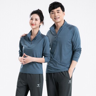 春秋长袖t恤情侣时尚休闲长跑健身阳离子卫衣男女t恤运动服套装