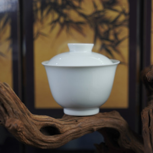 （精选）刘建锋窑白胎盖碗景德镇陶瓷高端茶具