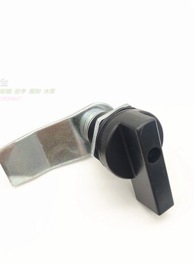 MS406黑色把手旋钮锁 铁皮柜圆柱转舌锁电柜箱开关柜门锁带手柄型