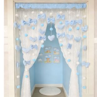 男女孩卧室房间门帘魔术贴免打孔伸缩杆阳台玄关隔断帘子挂帘装饰