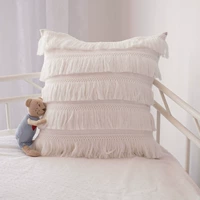 Chất liệu cotton màu đệm in gối gió Bắc Âu màu đỏ có viền sofa trang trí gối nhà có lõi - Trở lại đệm / Bolsters gối vuông tựa lưng sofa