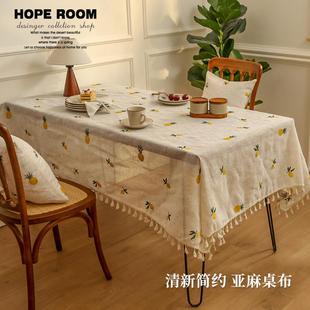 中古风刺绣日系田园餐桌布ins风小清新圆桌茶几布家用长方形台布