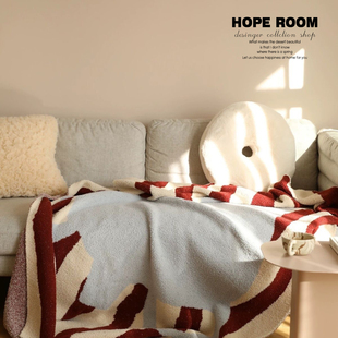 新年花瓶插画毯|原创北欧插画风装饰毛毯午睡毯保暖沙发半边绒毯