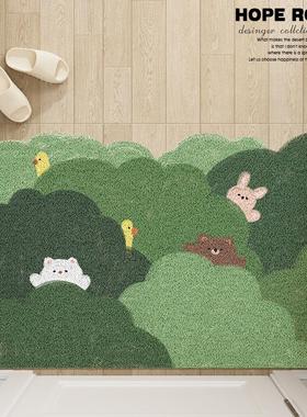 小清新绿色家用进门丝圈地垫耐磨耐用入户地垫防滑可裁剪PVC垫子