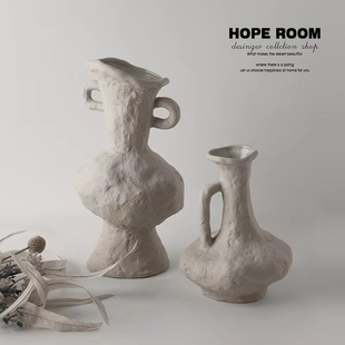 侘寂风陶瓷花瓶复古创意软装 饰 家居民宿酒店陈设桌面摆件花器装