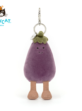 英国Jellycat挂件趣味茄子包包挂饰毛绒玩具玩偶紫色钥匙扣礼物
