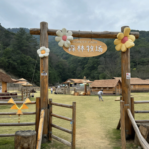 公园门口门头入口装饰木质栅栏花朵造型景观小品装置艺术