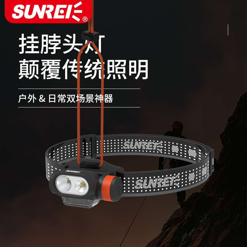 山力士牧野3PRO头灯户外登山头戴式挂脖式跑步夜跑夜钓钓鱼锂电灯