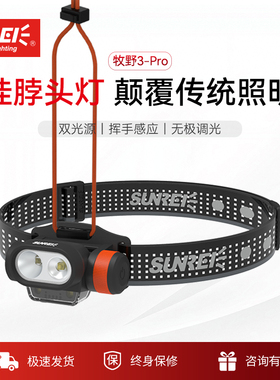 山力士牧野3PRO头灯户外登山头戴式挂脖式跑步夜跑夜钓钓鱼锂电灯