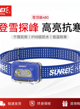 山力士星光登顶版头灯户外登山头戴挂脖式夜跑野跑夜钓锂电头灯