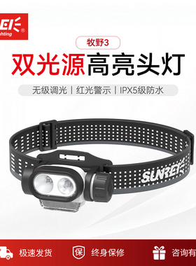 山力士高亮无极调光防水头灯头戴式强光超亮越野户外露营户外头灯