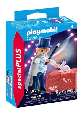 德国正品playmobil摩比世界70156魔术师男女生玩具仿真人偶模型景