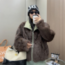 獭兔毛皮毛一体皮草外套双面穿中长款 爆款 翻领 2025新款 派克服女款