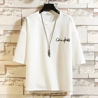 Three-quarter sleeve T-shirt for men, summer short-sleeved, ins trendy brand loose clothing, men's wear, 2022 new style base top thumbnail 5