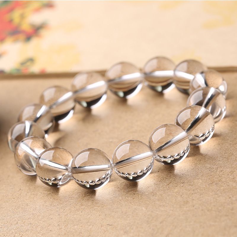 巴西天然白水晶手串男款单圈佛珠手链原石打磨抛光无优化支持复检