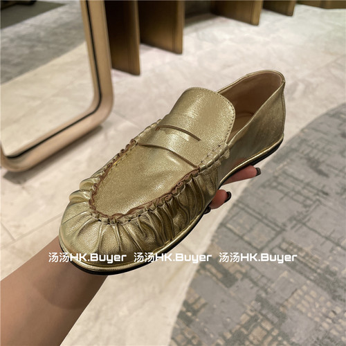 汤汤香港 Pedder red 26秋冬 金色皮质平底鞋